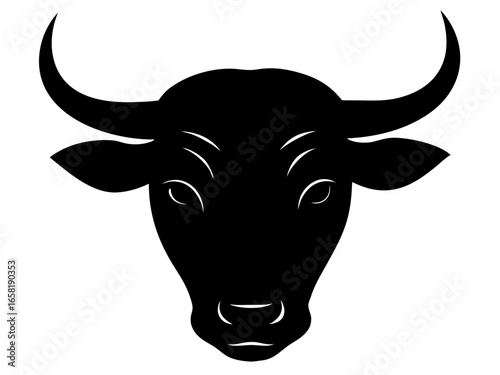 bull head black silhouette vector,bull head icon