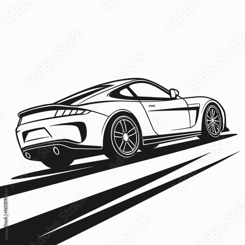 Sports car driving on race track illustration