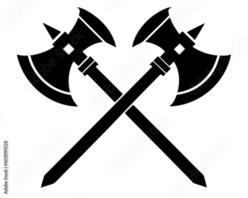 Two Crossed axes  black silhouette vector,axes   icon