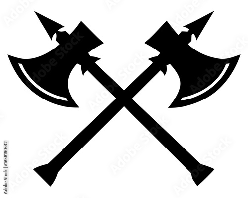 Two Crossed axes  black silhouette vector,axes   icon