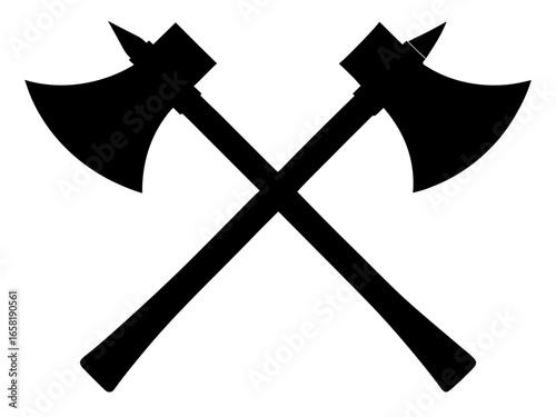 Two Crossed axes  black silhouette vector,axes   icon