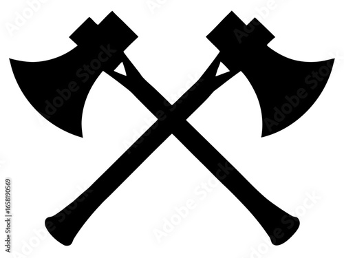 Two Crossed axes  black silhouette vector,axes   icon