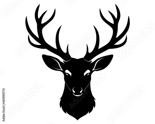 Head of deer  black silhouette vector,deer  Head icon