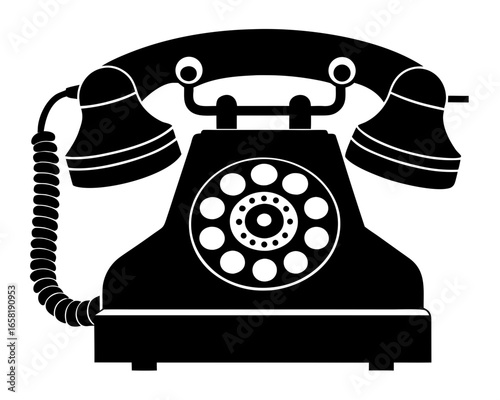 telephone  black silhouette vector,Vintage telephone icon