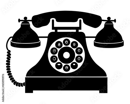 telephone  black silhouette vector,Vintage telephone icon