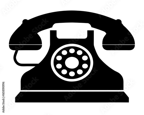 telephone  black silhouette vector,Vintage telephone icon