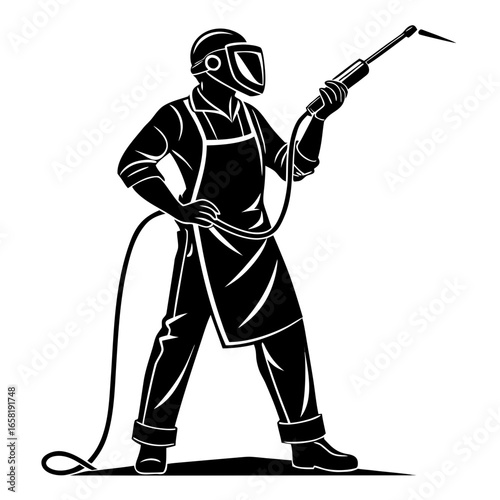 Welder Silhouette with Equipment