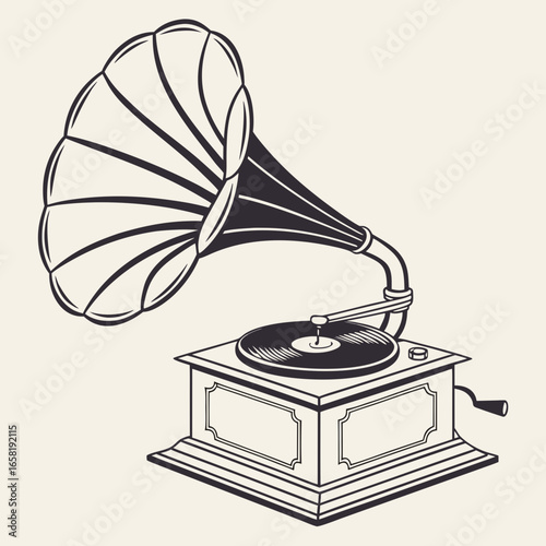 Vintage Gramophone Illustration