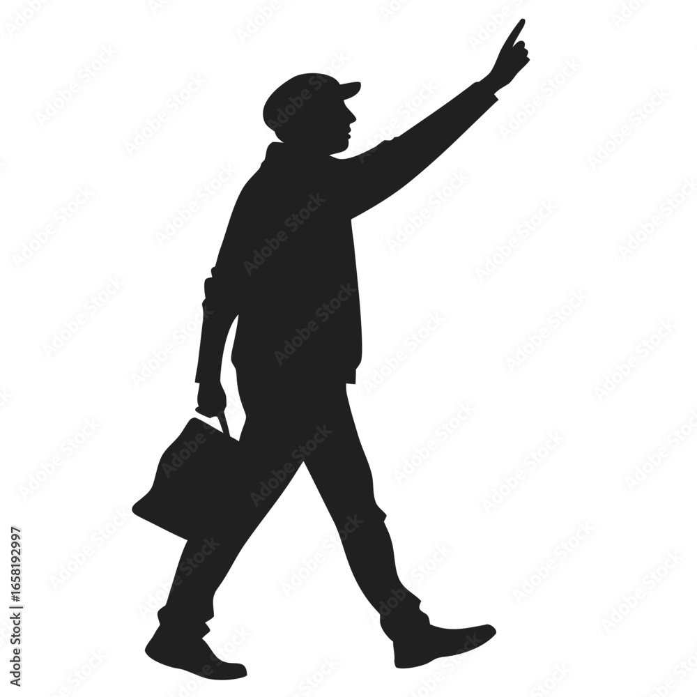 Fototapeta premium Man Pointing Silhouette