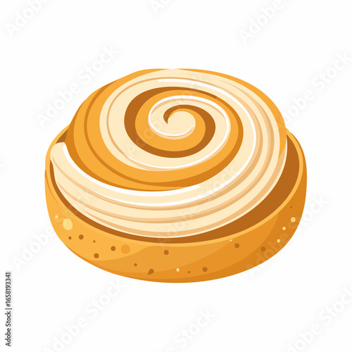 A kouign-amann with a creamy, swirled topping, perfectly baked and ready to enjoy.