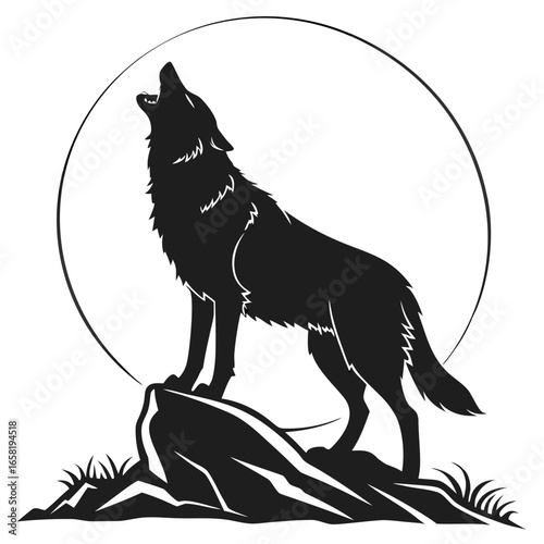 Wolf Howling At The Moon Silhouette
