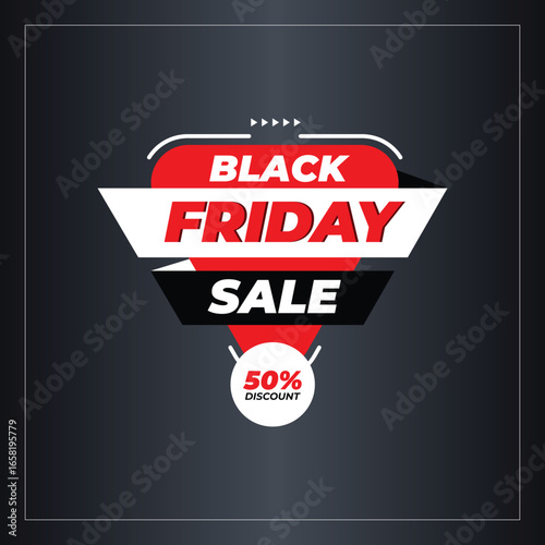 Black Friday Sale Banner with 50% Discount