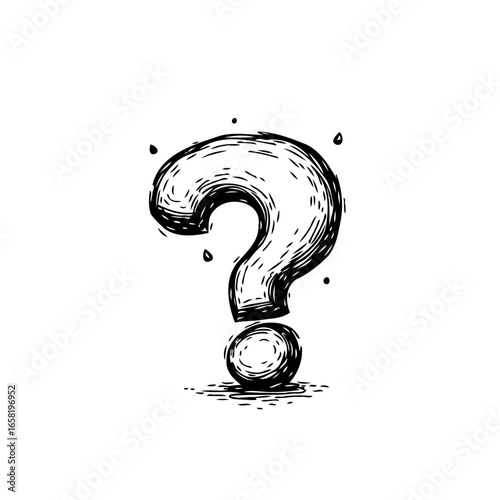 Hand drawn question mark illustration symbolizing uncertainty inquiry doubt problem or confusion and seeking an answer