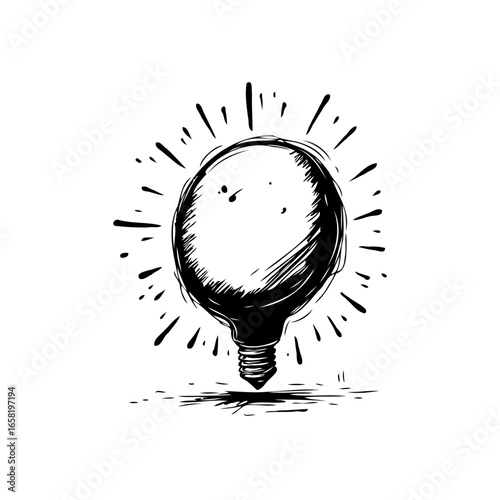 Sketchy lightbulb illustration symbolizing ideas innovation creativity problem solving and thinking with abstract sparks representing inspiration brilliance conceptualization
