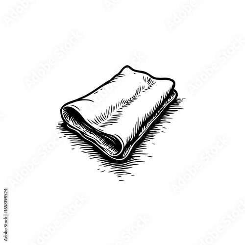 Vintage illustration of a folded cloth napkin adding rustic charm to any design project perfectly