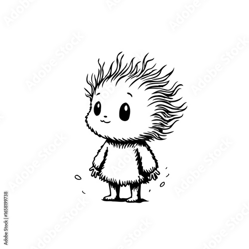 Charming whimsical forest spirit a cute and fuzzy creature embodies nature with its simple endearing design