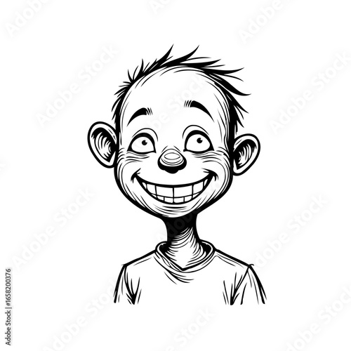 Expressive cartoon character with a goofy grin showcases playful illustration and comedic style art depiction