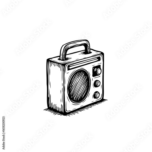 Vintage portable radio illustration brings nostalgia for music lovers who appreciate retro designs and timeless audio experiences