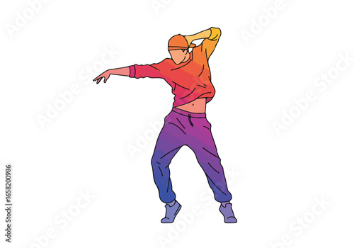 Energetic Dancer in Action, isolated, no background, for entertainment