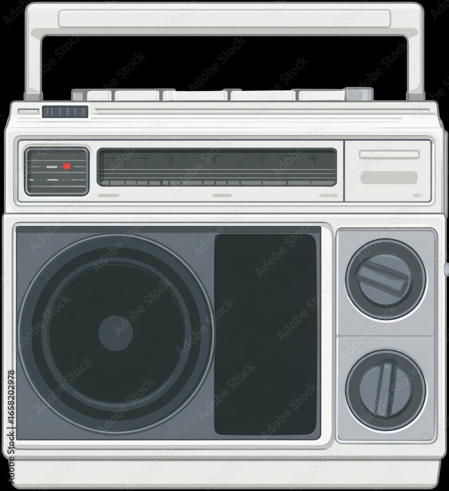 Fototapeta premium An icon for boombox with a gray square and two buttons on the right.