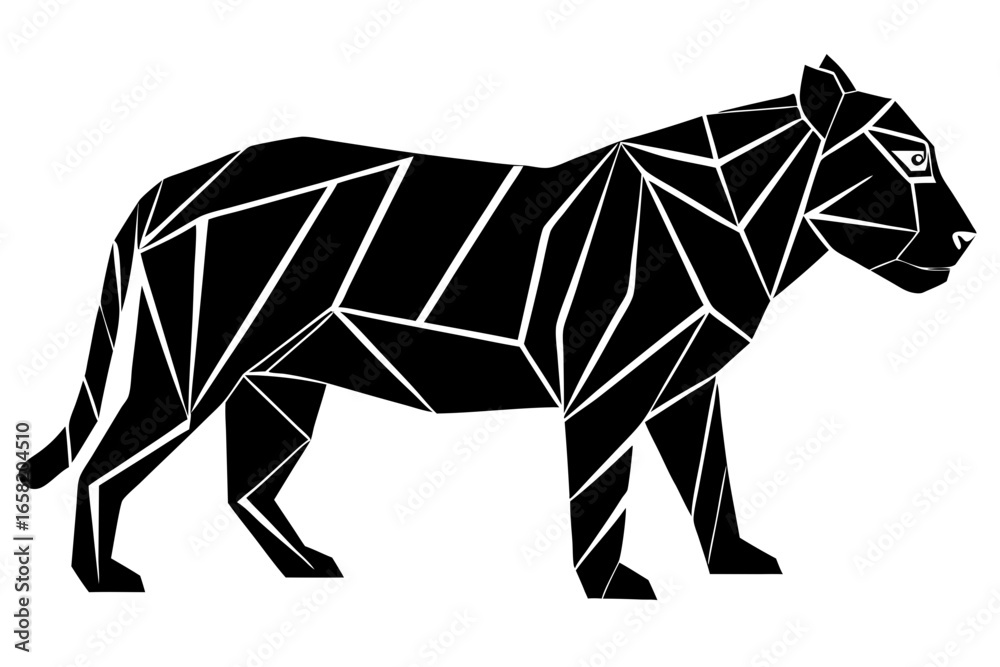 Obraz premium Vector illustration of a leopard on geometric design