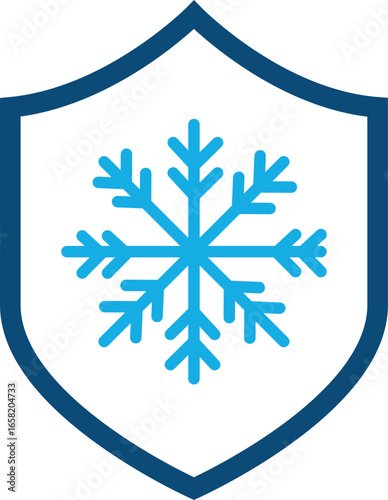 Snowflake Shield Icon – Cold Protection, Winter Security Symbol, Frost Safety Vector
