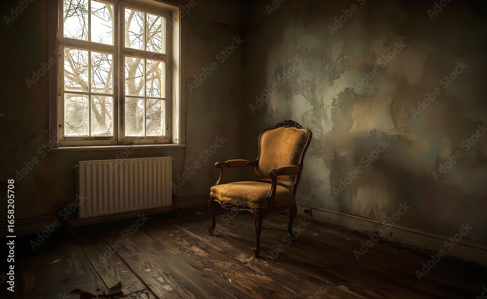 Fototapeta premium Abandoned Room With Chair
