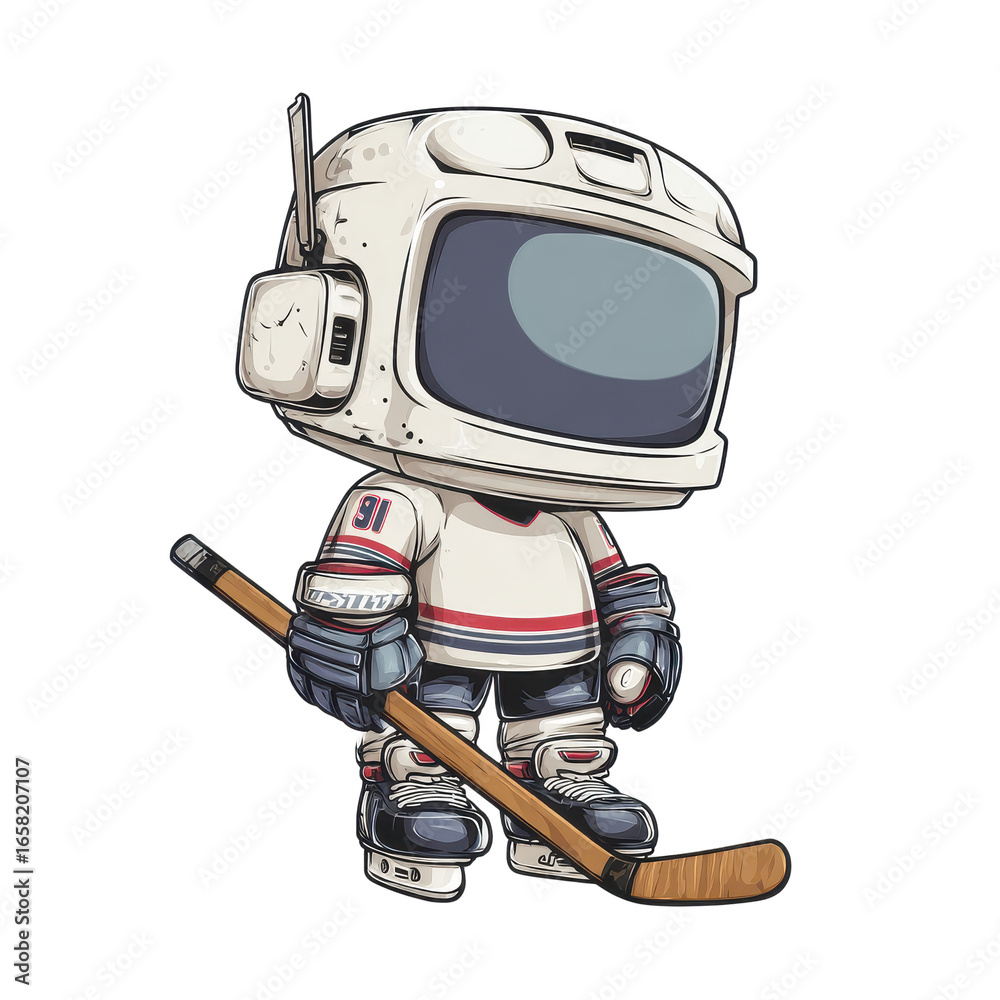 custom made wallpaper toronto digitalCartoon hockey player character with vintage television for a head TV Retro