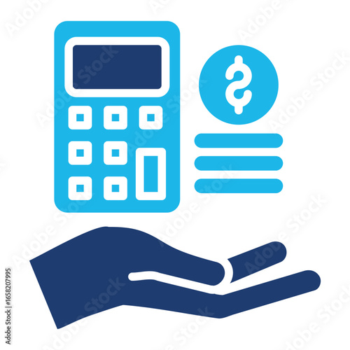 Expenses Icon In Blue Monochrome Flat Design, Vector Illustration