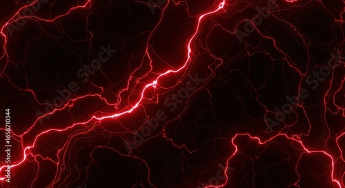 A dark background with red lightning strikes and veins running through the entire composition view
