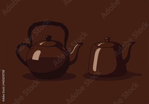 Two brown teapots sit idle on a table, evoking a sense of serenity and reflection