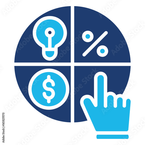 Media Mix Icon In Blue Monochrome Flat Design, Vector Illustration