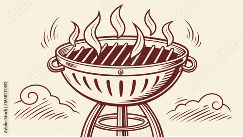 Barbecue Grill Illustration – Vintage Outdoor BBQ Clipart