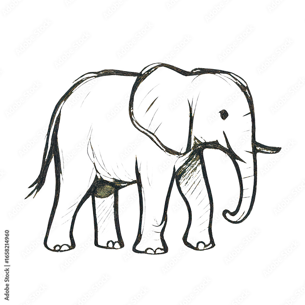 Fototapeta premium PNG Sketch of an elephant illustration.