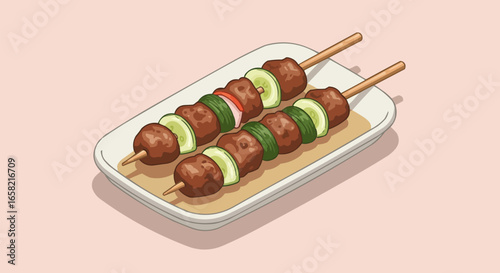grilled sausages with vegetables