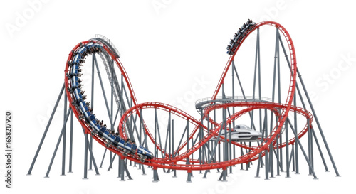 Wallpaper Mural Roller Coaster with Red and Grey Tracks cutout isolated on transparent bg, png Torontodigital.ca