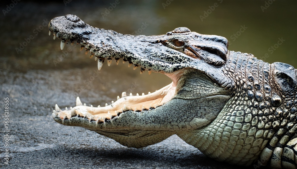 Fototapeta premium a crocodile with its mouth open