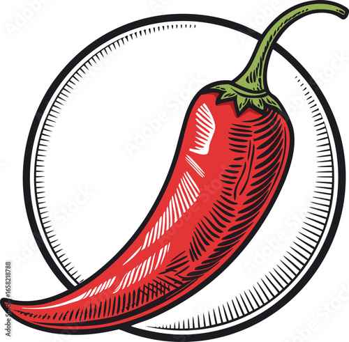 Spicy chili hot pepper icons. Vector Asian and Mexican spicy food and sauce, red and black outline chili
