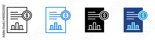 budget icon set multiple style collection
