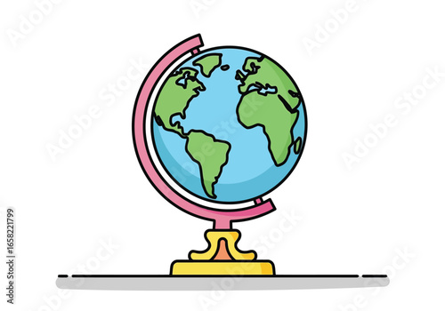 Stylized globe on a stand, representing geography and education