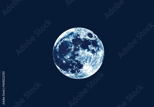 Moon glowing brightly in a night sky, for graphic design & astronomy sites