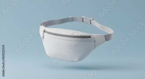 Modern White Fanny Pack or Waist Bag Mockup on Light Blue Background