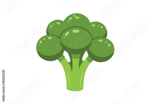 Cartoon broccoli on a white background, used for diet or healthy eating plans