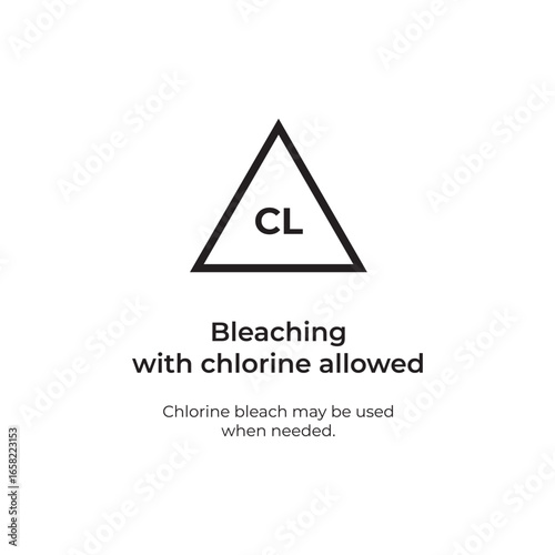 Bleaching with chlorine laundry care icon