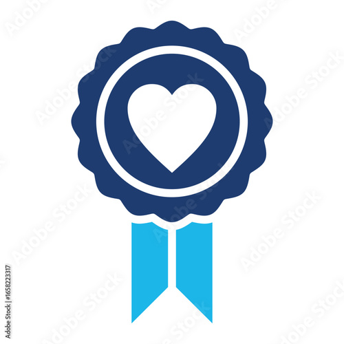 Volunteer Icon In Blue Monochrome Flat Design, Vector Illustration