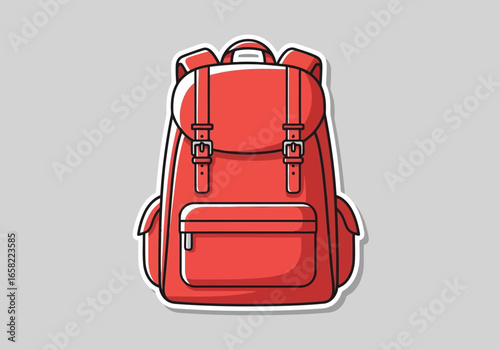 Red backpack illustration