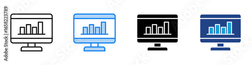 bar chart icon set multiple style collection