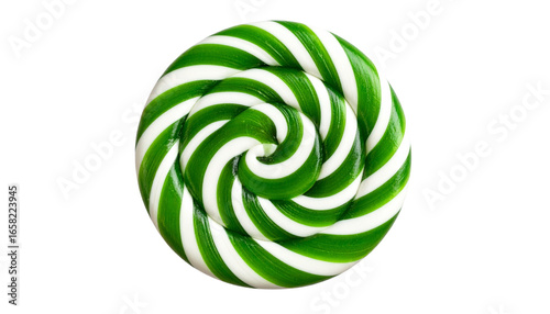Ultra realistic uhd photo of a peppermint swirl round hard candy, slightly high angle shot d with no shadows, clear contours, concept for commercial isolated on transparent background