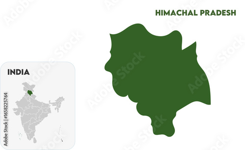 Himanchal Pradesh Indian states, Indian states, suitable for education, business, presentations, print, web use, and creative geographic projects. Indian union territory.