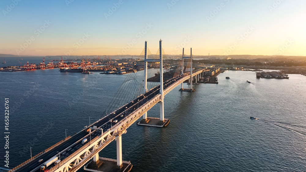 Obraz premium Drone aerial photography of highways and bridges